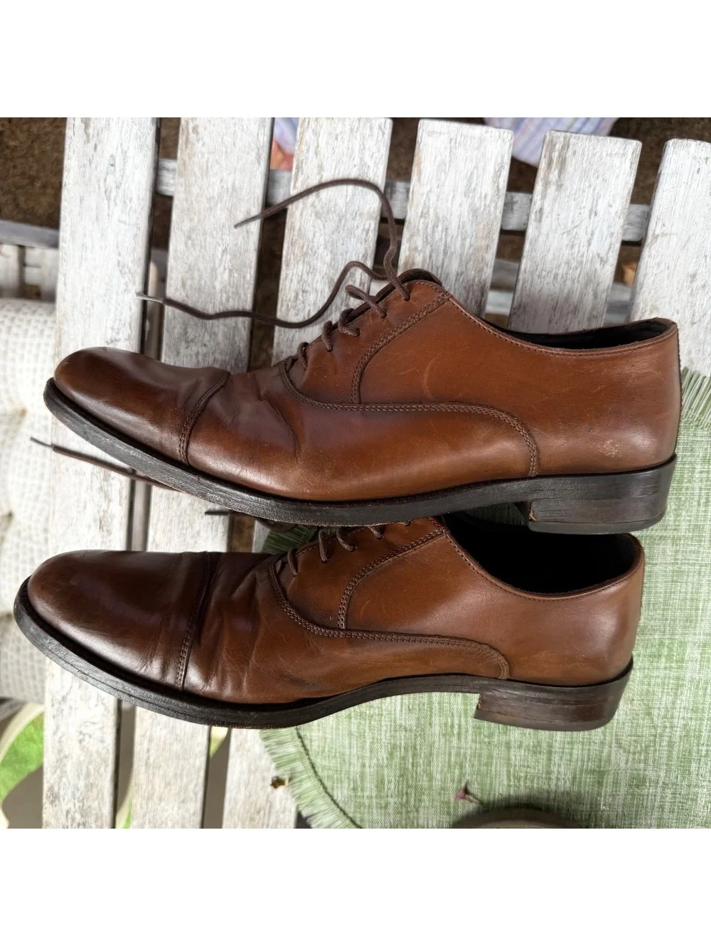 To Boot New York “Adam Derrick” Cap-Toe Oxfords — Brown Leather, Made in Italy